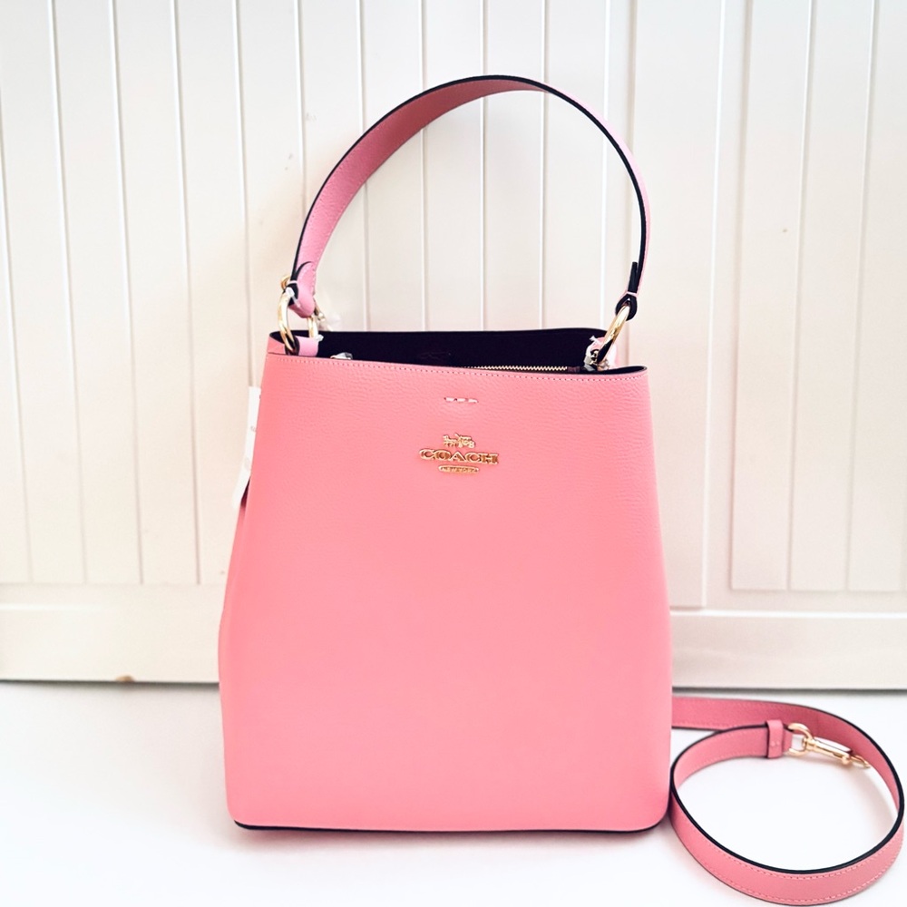 Coach Town Bucket Bag Pink Leather Purse